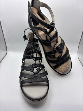 Jambu Black Strappy Gladiator Sandals